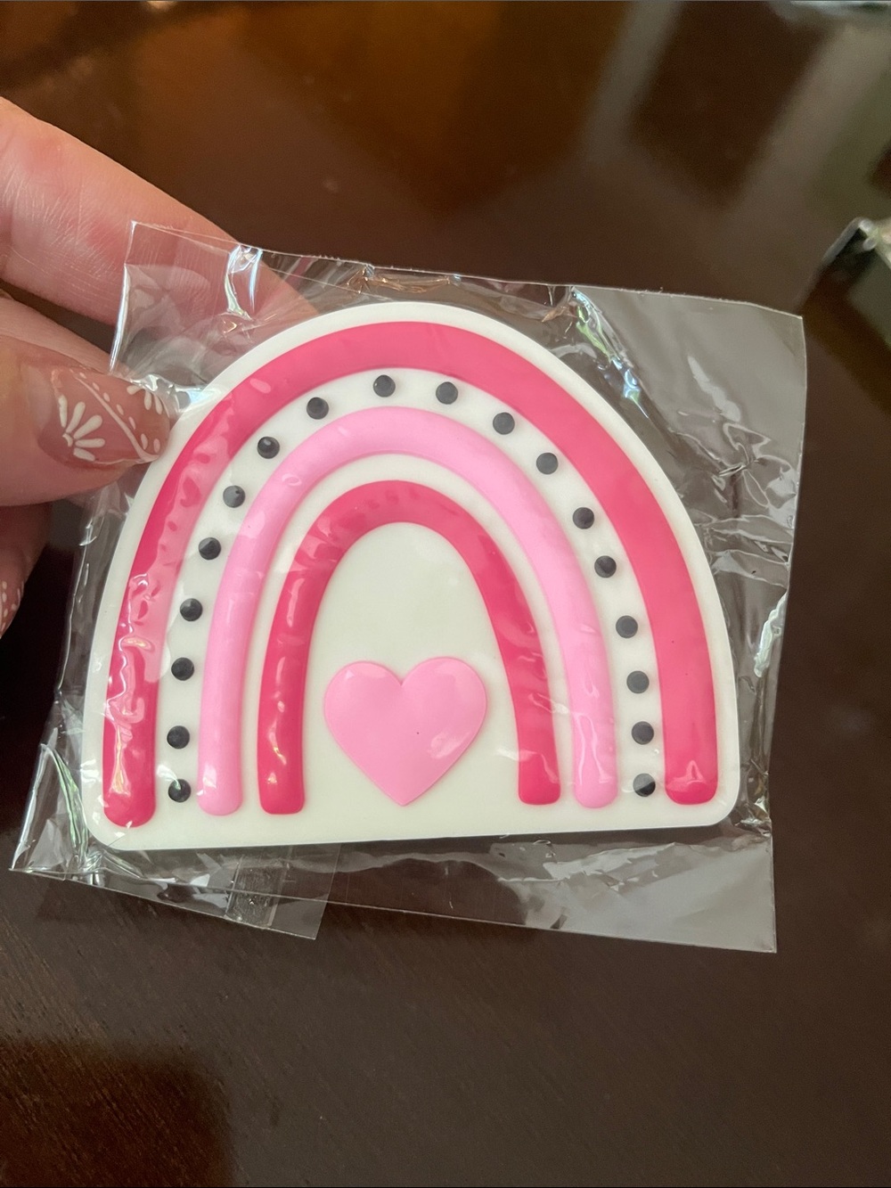 Pink Rainbow Heart Silicone Bogg Bag Charm nwt